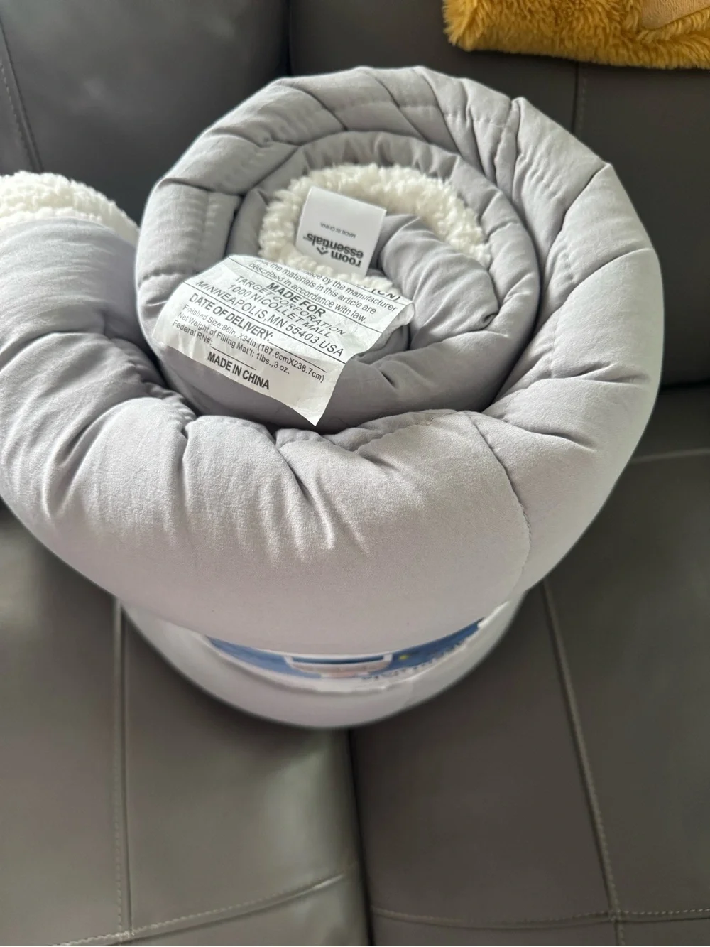 Room Essentials Light Gray Faux Shearling Comforter
